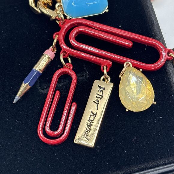 NWT Betsey Johnson Set School Supplies Statement Charm Necklace & Sharpener Ring - Picture 5 of 16